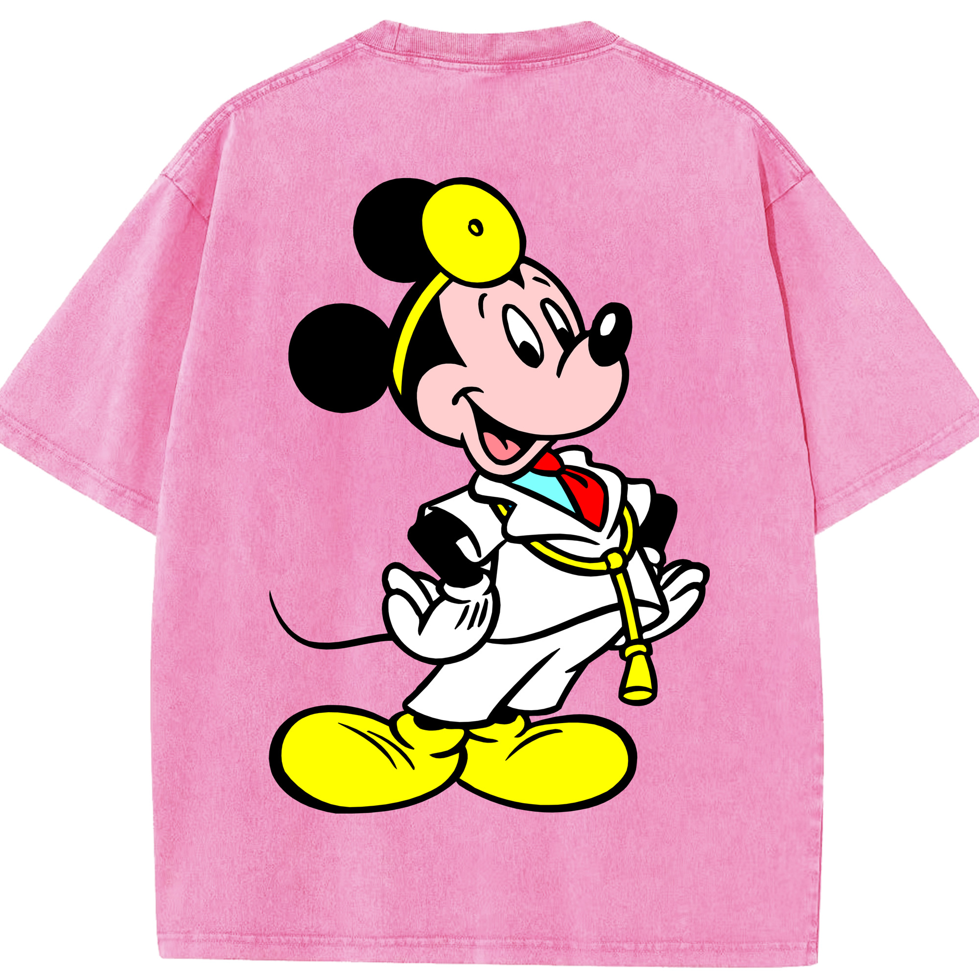 （画像用） ミッキーマウス Mickey Mouse 綿100% ヴィンテージ風 半袖Tシャツ（背面プリント）